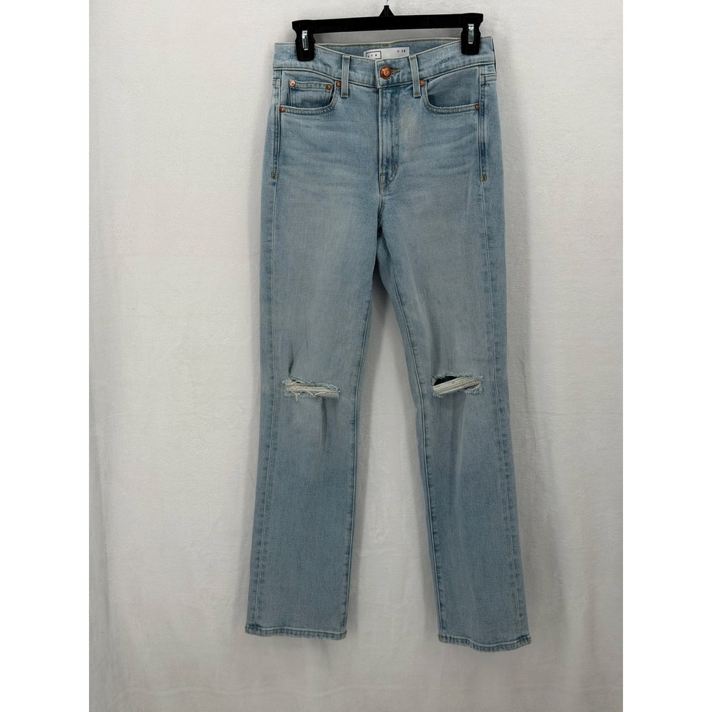 AYR Jeans Womens 28 Light Wash Denim The Sugar High Rise Distressed Straight Leg